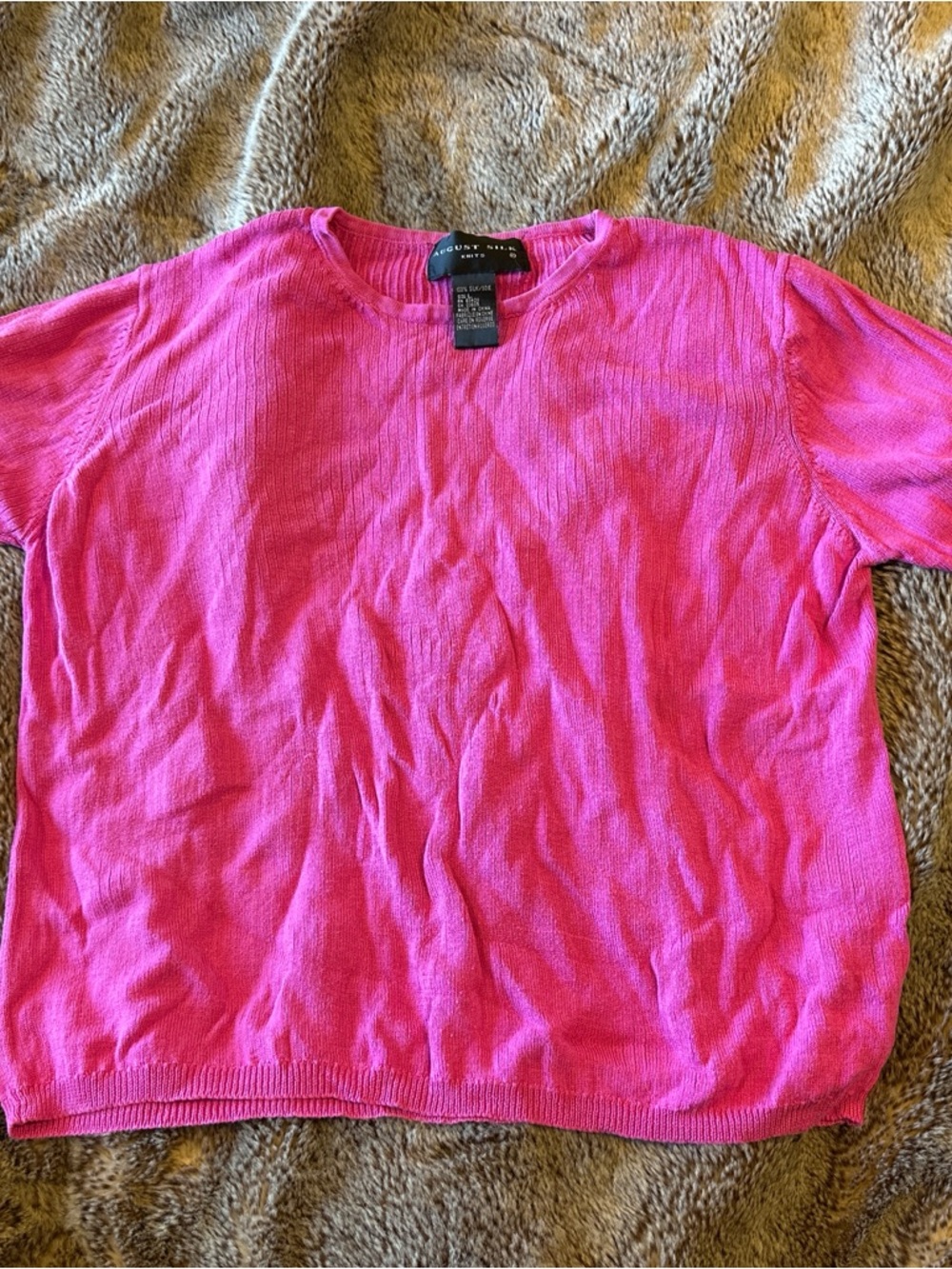 august silk Hot Fuchsia Knit Short Sleeve Top